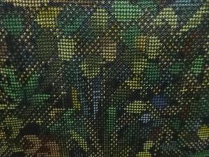 アンティーク　草花模様織り出し本場泥大島紬着物(5マルキ)